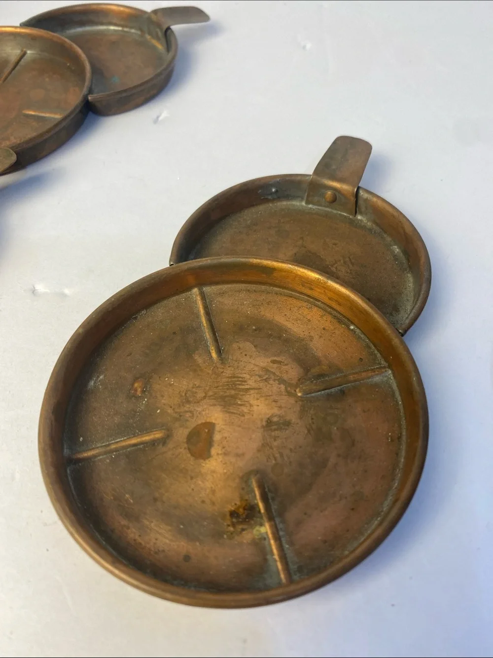 Vintage Solid Copper Coaster Set Home Barware Decor Set of 4-